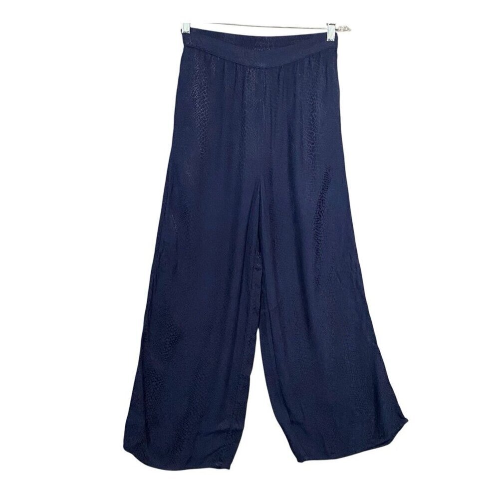 SADIE & SAGE Women Wide Leg Pants Size S Blue Reptile Print Elastic Waist 76-1‎